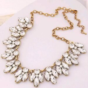 Leaf Zircon Statement Necklace-1